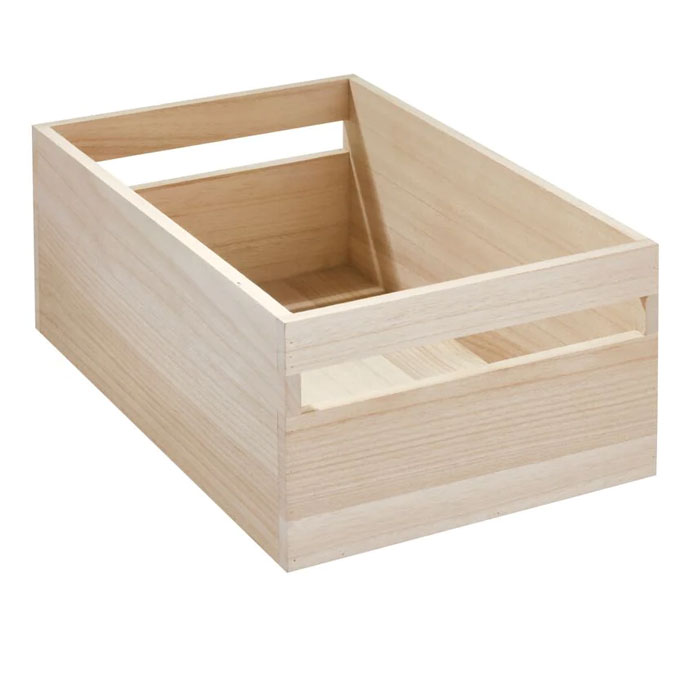 Paulownia wood storage bin with handles