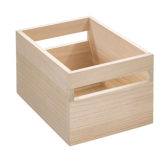 Paulownia wood storage bin with handles