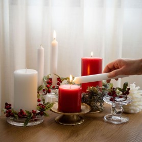 7 Bougies Chandelles Coniques Noël - Rouge Et Vert - Décoration De Table - Cire De Qualité - Pour Fêtes